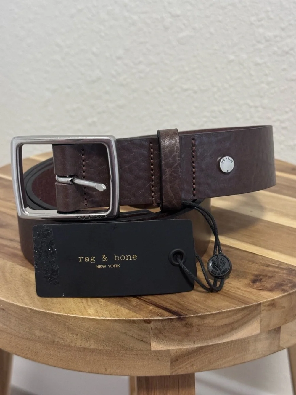 NWT Rag & Bone Rugged Leather Belt in Espresso 38W